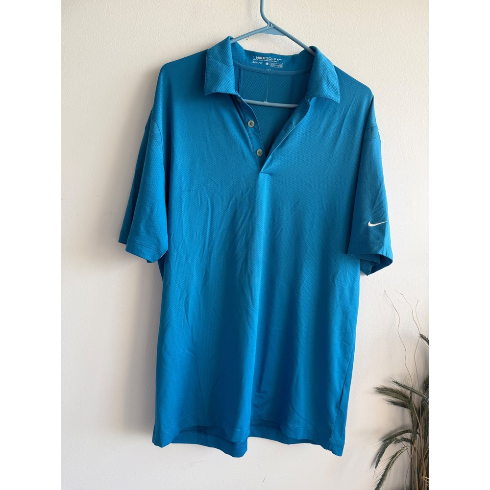 Nike Golf Dri-FIT Polo Shirt Mens Large Blue Short Sleeve Textured Athletic 84